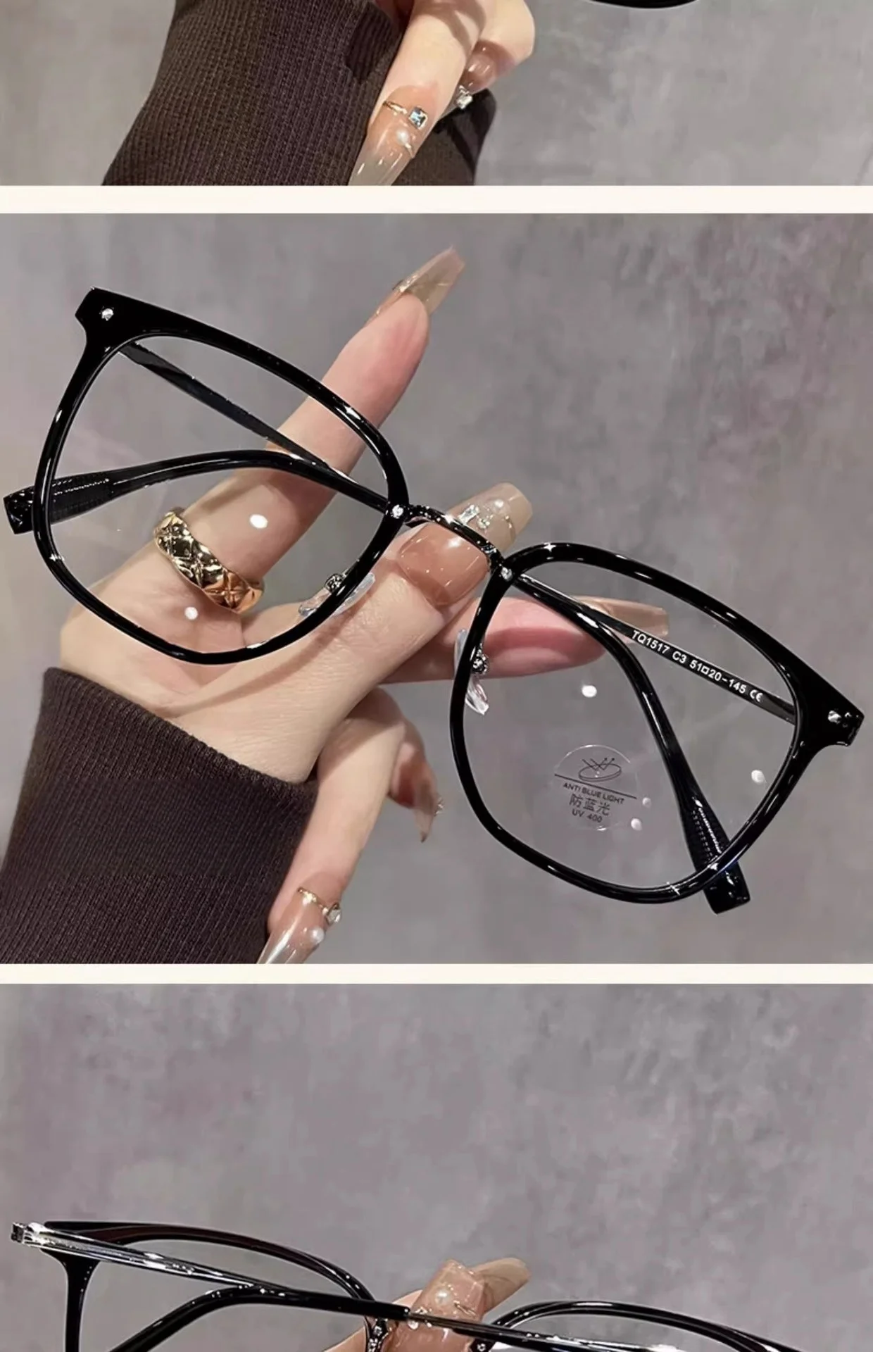 Tr90 Brillen gestell Retro quadratische und runde Damen brillen rahmen modische braune optische Brillen rahmen Frauen 1517 – Detail 18