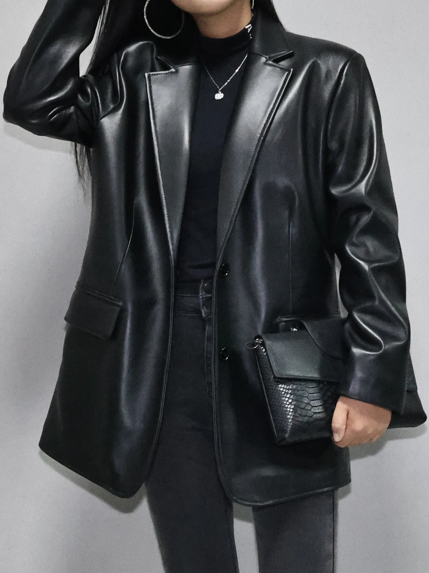 soft real sheepskin jacket oversized casual loose single breasted long boyfriend biker motor jacket outwear coat one size