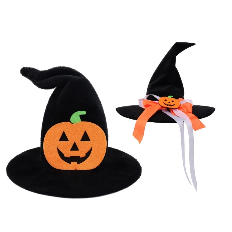 DXAE Pointed Witch Hat Roleplay Headpiece with Pumpkin Decors Halloween Party Hair Clip for Costume Photoshoots and Cosplay