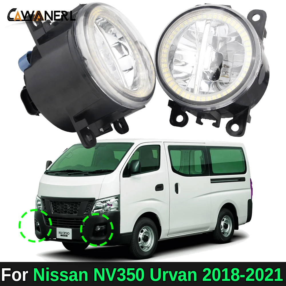 2 Pieces 30W Car External LED Fog Light with Angel Eye Daylight DRL H11 For Nissan NV 350 NV350 Urvan 2018 2019 2020 2021