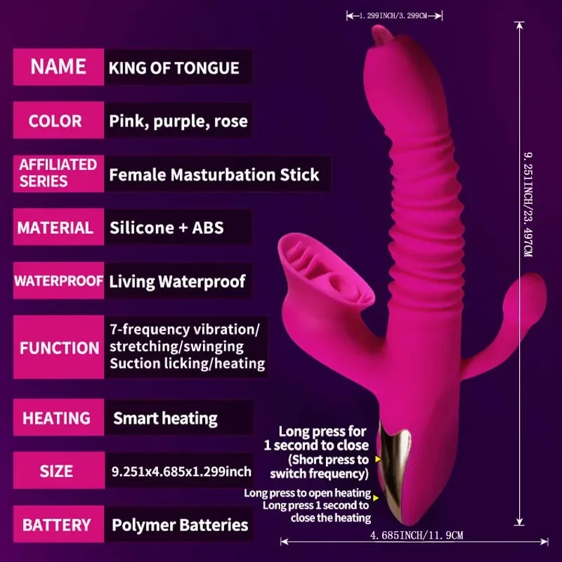 3 In 1 Telescopic Vibrator Clitoris Stimulator Vagina Sucking G Spot Massager Intelligent Heating Masturbator For Women Sex Toys