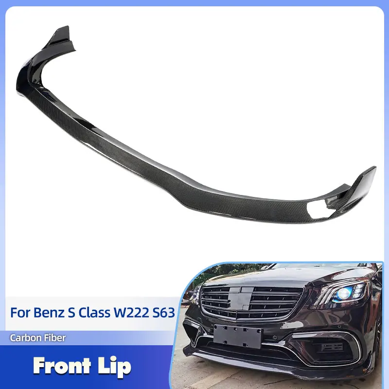 Auto Frontstoßstange Lippe Spoiler aus Kohlefaser für Mercedes-Benz S-Klasse W222 S63 S65 AMG 2018-2020 Frontlippe mit Splittern Karosserie-Kit