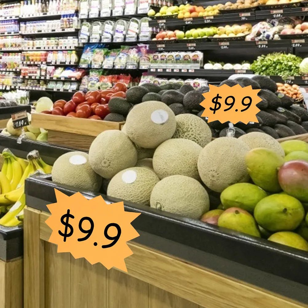 

100 шт. пустых флуоресцентных ценников-стикеров на самоклеящейся основе, цветные этикетки для розничной торговли, супермаркетов, распродаж в гаражах, демонстрации товаров