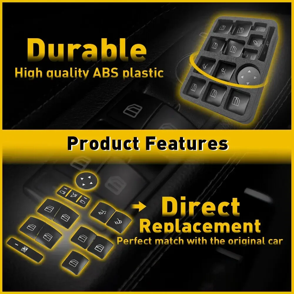 

14Pcs Car Parts Car Accessories Window Switch Button Repair Stickers For Mercedes Benz C180 C200 C230 C250 2008 2009 2010-2015