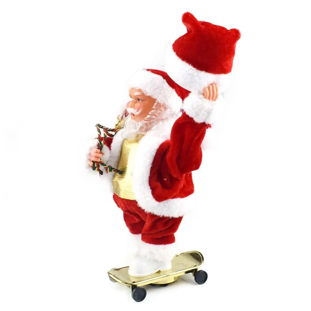 Musical Electric Santa Toys Swing Hat Twisted Christmas Dolls Battery Operated Slides Skateboard Dancing Santa Claus Toys