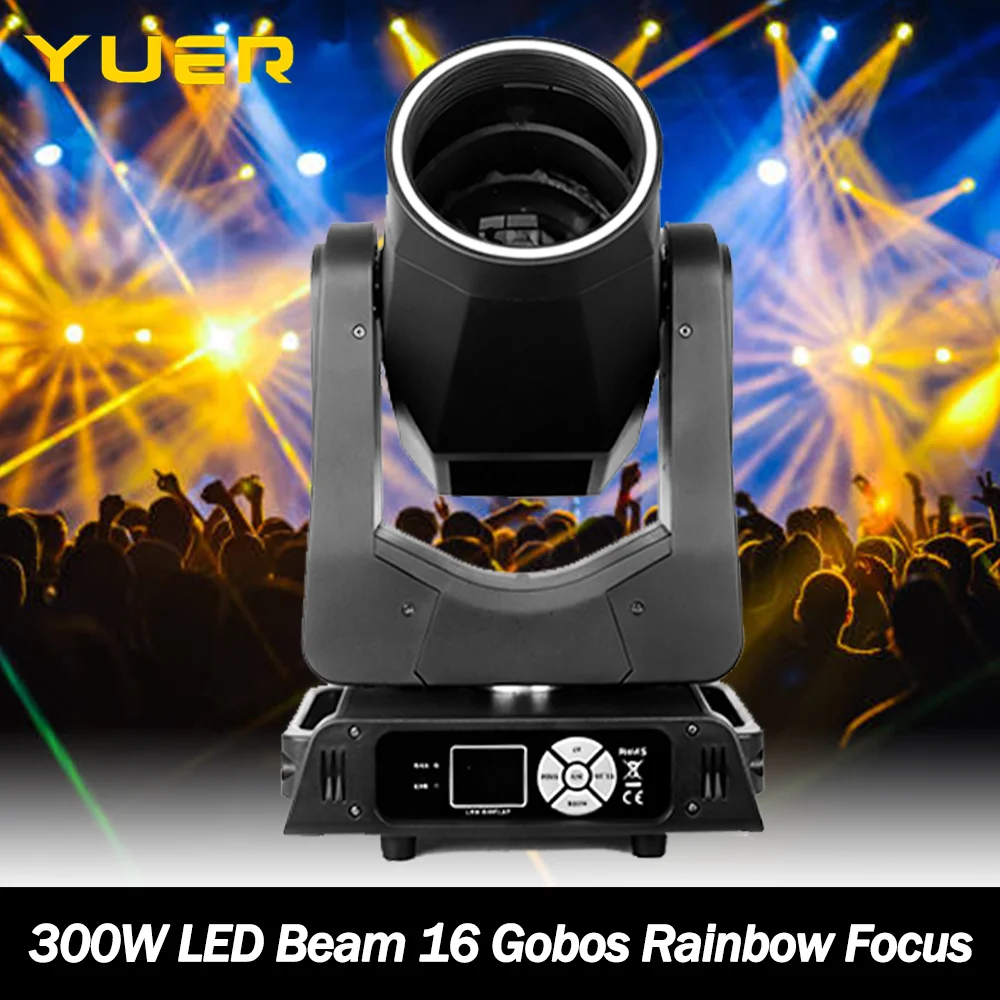 

Светодиодный луч 300 Вт с подвижным головным светом и кольцевым эффектом радужной фокусировки 16 гобо 6 + 12 призмов управления DMX512 для DJ, дискотеки, бара, клуба