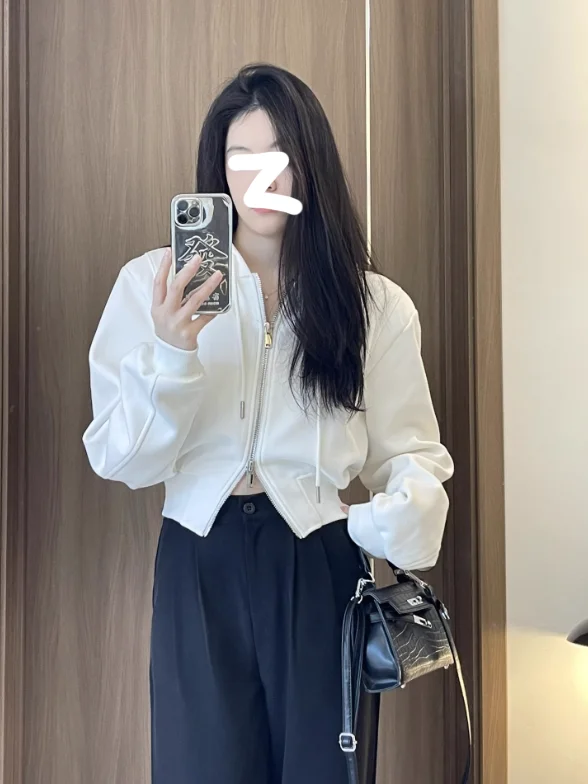 เสื้อฮู้ดมีซิป เสื้อผ้าผู้หญิง สไตล์โดดเด่น ไม่มีฮู้ด ลายสก็อต เรียบง่าย สไตล์มินิมอล สำหรับผู้หญิงและคู่รัก ทรงเข้ารูป ลายกราฟิกหลากหลาย