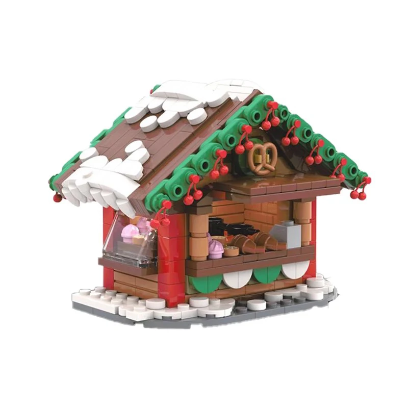 MOC-131415 Winter Vakantie Kerst Serie Model Kinderen Verlichting Baksteen Speelgoed Cadeau Creatieve Montage Kerst Snack Stand