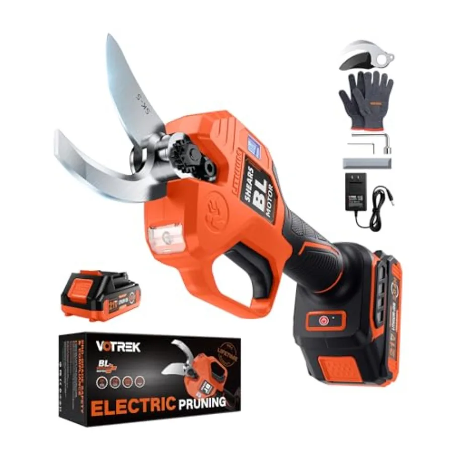 

® Cordless Electric Pruning Shears Effort-Saving Power Pruner Cuts Branches up to 1.6" Lightweight with Safety Lock SK5 Steel B