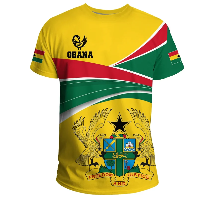 GHANA Flag 3D Print Sports Quick-dry Breathable Men T-shirt Outdoor Football Jersey Fan Club Parent-child Short Sleeve Clothing