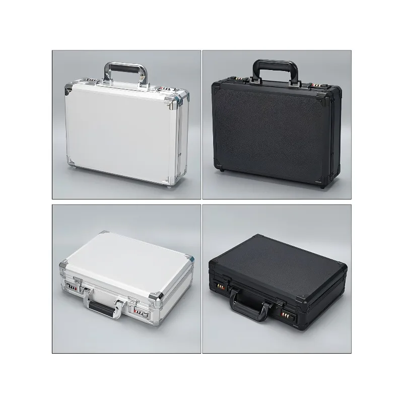 Black Aluminum Carrying Case, Portable Tool Instrument Box, Multi-Functional Storage Safety Box for Home