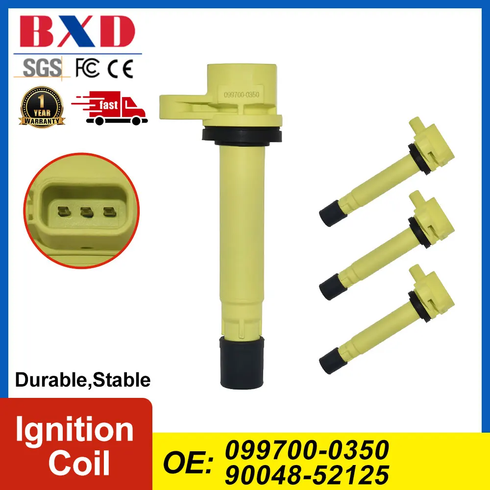 1/4PCS Ignition Coil 099700-0350 90048-52125 Yellow For Daihatsu Mira 1998-2003, Sirion 1998-2000