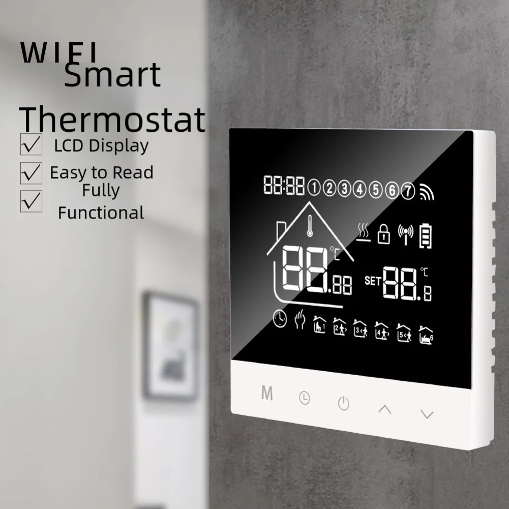 Wireless Wall Mounted Thermostat for Water Floor Heating System with Easy App Control Compatible with and Devices