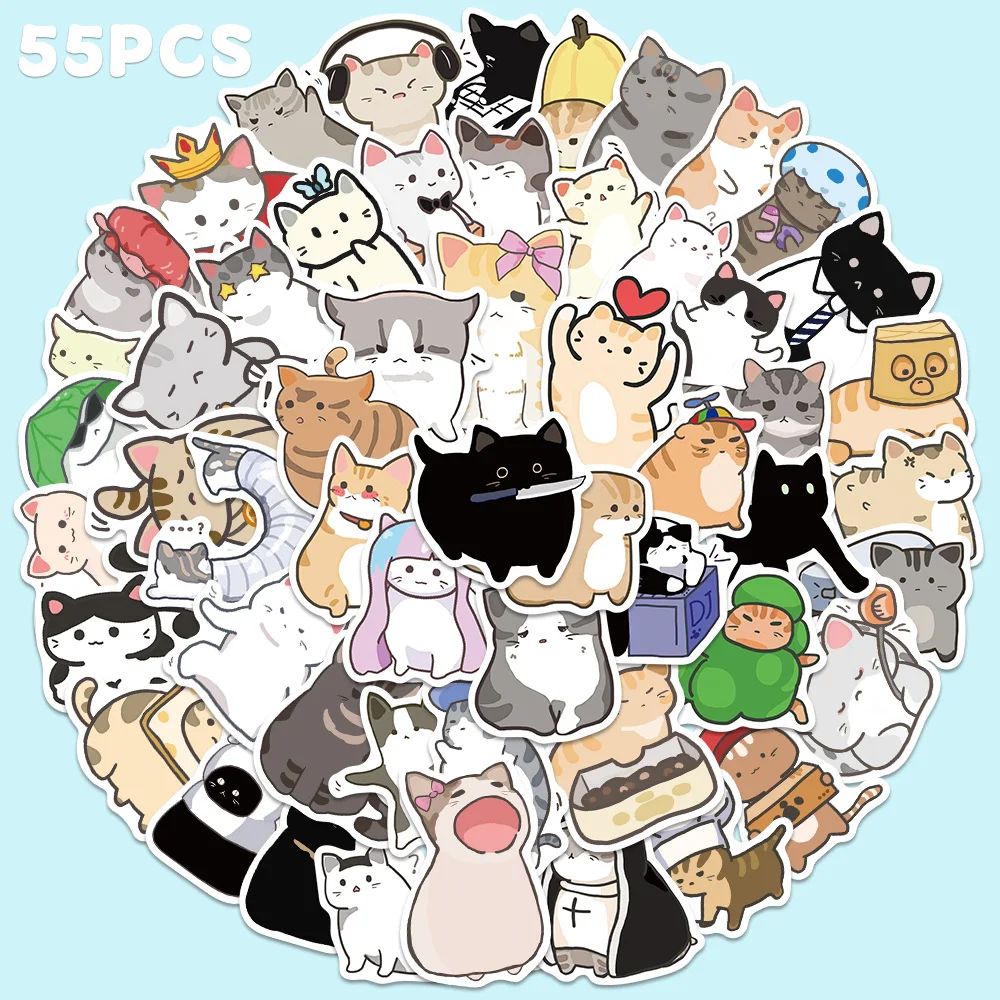 50 stücke Cartoon Tiere Aufkleber Nette Katze Aufkleber Für Telefon Gepäck Helm Laptop Tagebuch Dekoration Aufkleber Urlaub Geschenk Spielzeug