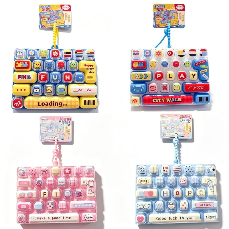 Jouet tendance et mignon de décompression avec 26 boutons de clavier, pendentif porte-clés pour sac, jouet de relaxation et de décompression en forme de bouton de clavier