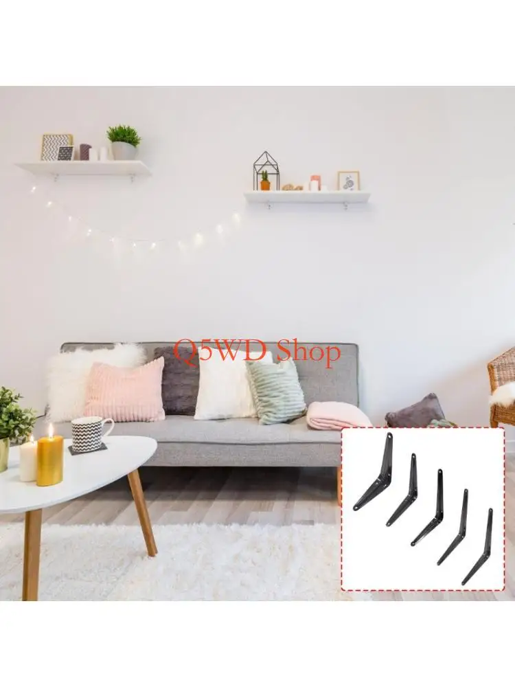 Q5WD 10Pcs Heavy Type L Corner Brackets Carbon Steel 90 Degree Angles Support for Shelves Wall Mounted