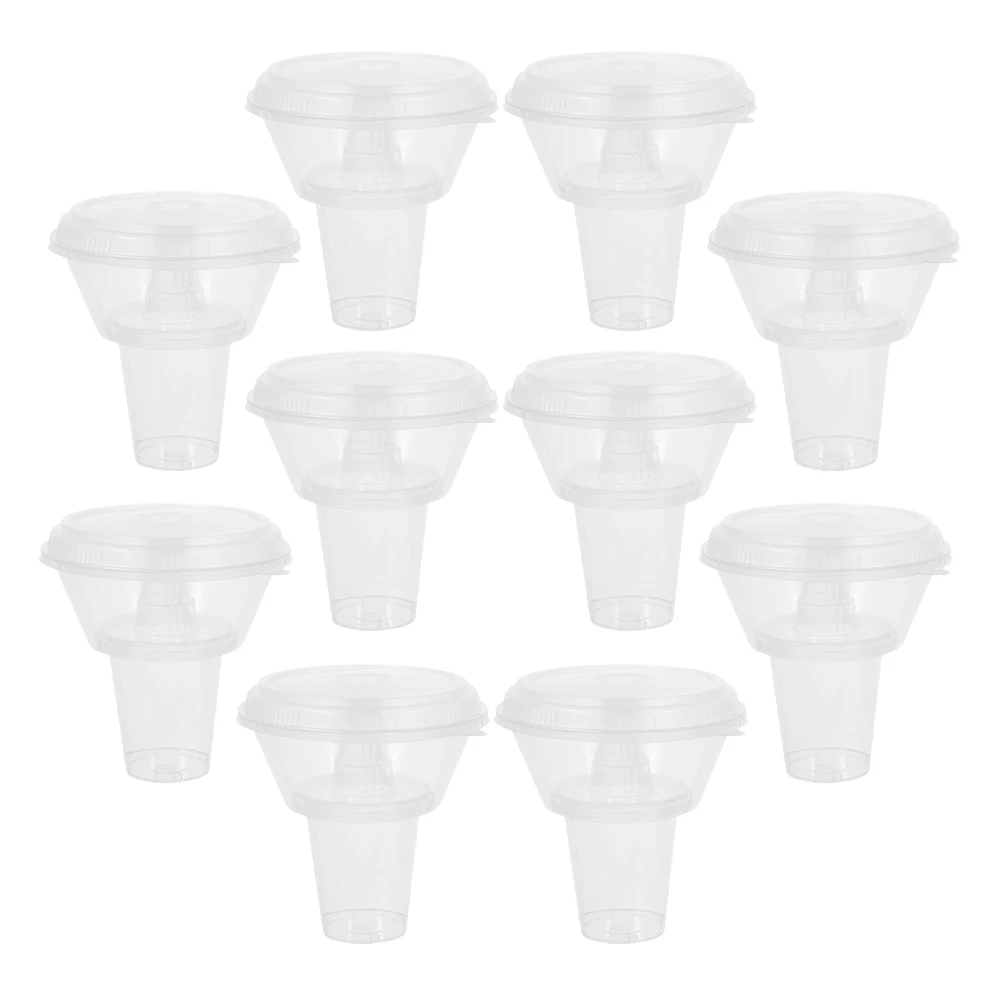 

10Sets Creative Hotpot Snack Bowls Portable Holders Clear Combined Food Bowl Lid Outdoor Portable Beverage Cup