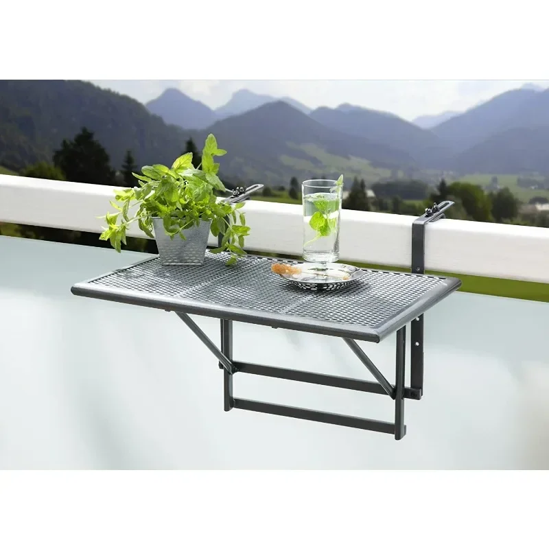 Balcony railing hanging table Bar table Household multi-functional hanging wrought iron hanging table Outdoor