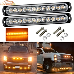 2X Truck Side Lights Long Strip IP65 Waterproof Ultra thin Flash 12LED Strobe Signal Warning 12-24V white red blue Retrofitting