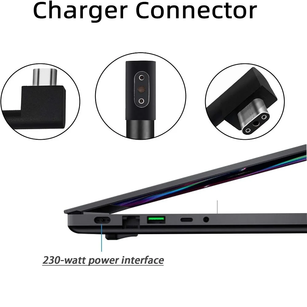 GaN Charger 230W 19.5V11.8A Replace Original For Razer Blade 15RC30-024801GTX1060/GTX1070/RTX2070/RTX208 Laptop Power Adapter