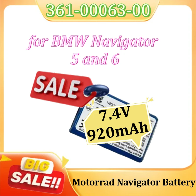 

Сменная батарея 361-00063-00 для навигаторов BMW Navigator 5 и 6, 7.4V 920mAh