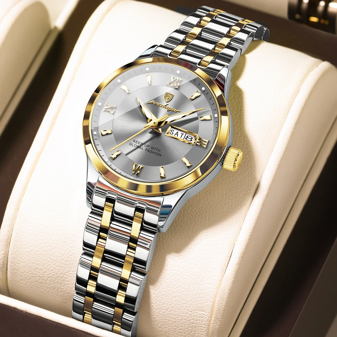 POEDAGAR Luxury Woman Watch Luminous Waterproof Stainless Steel Ladies Wristwatch Quartz Week Date Elegant Woman's Watches Reloj