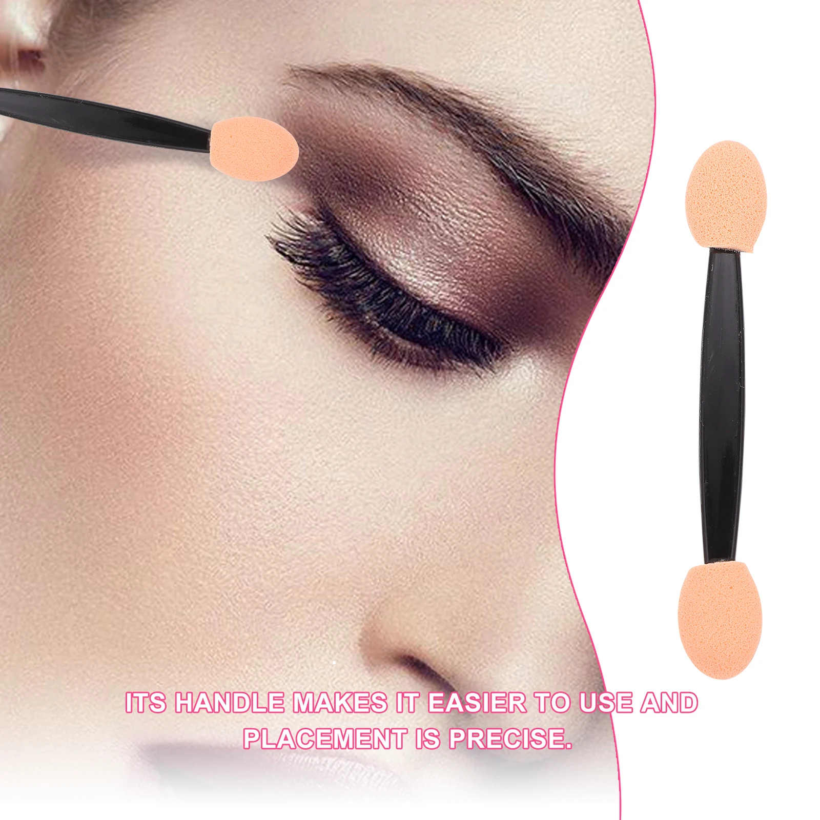 

100pcs Eyeshadow Brush Dual Ended Applicator 6 5cm Portable Double Sponge Sticks Black White Disposable Makeup Tool
