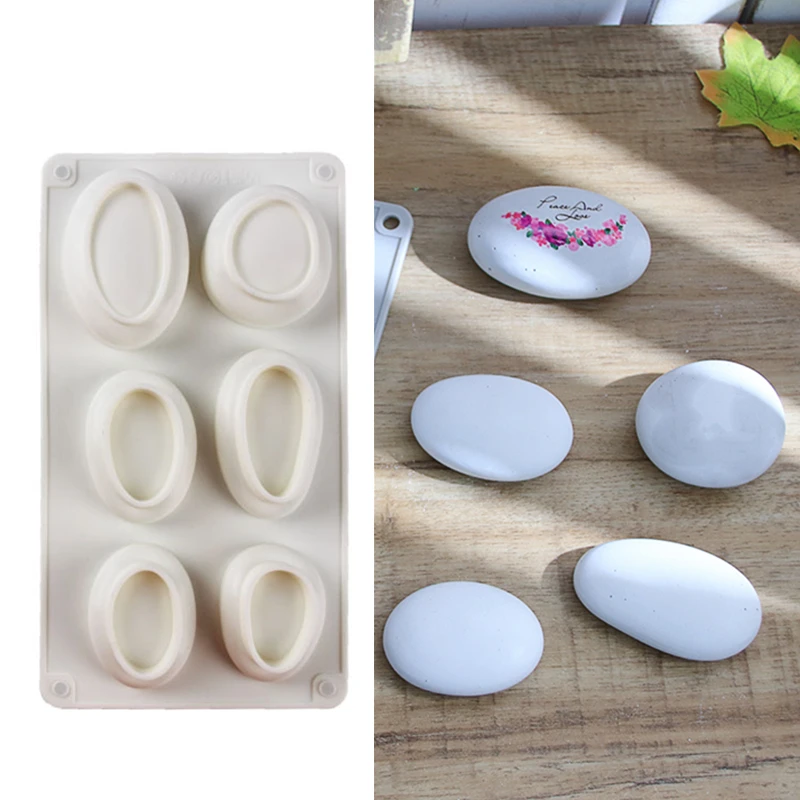 Stone Shape Cake Silicone Mold 3/6 Cavity Chocolate Jelly Cobblestone Silica Molds Multi-function for Plaster Ornament Soap