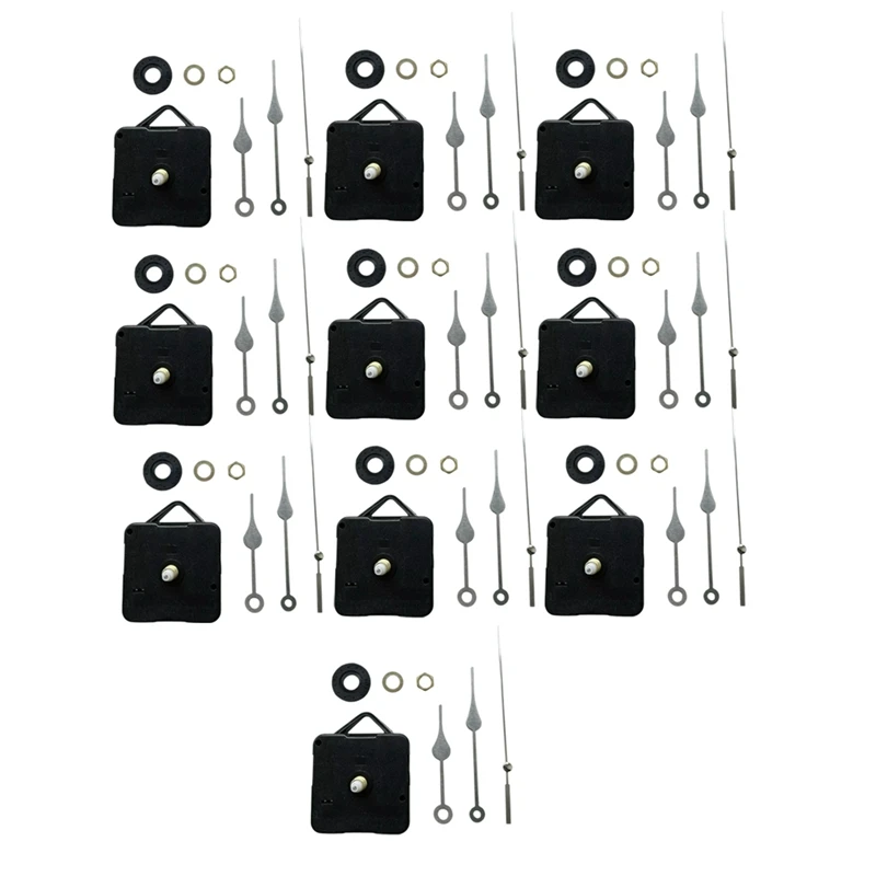 ABDJ-10Pcs DIY Silent Movement Mechanism Spindle Hands Sets Wall Quartz DIY Clock Movement Mechanism Repair Part Clock Kit