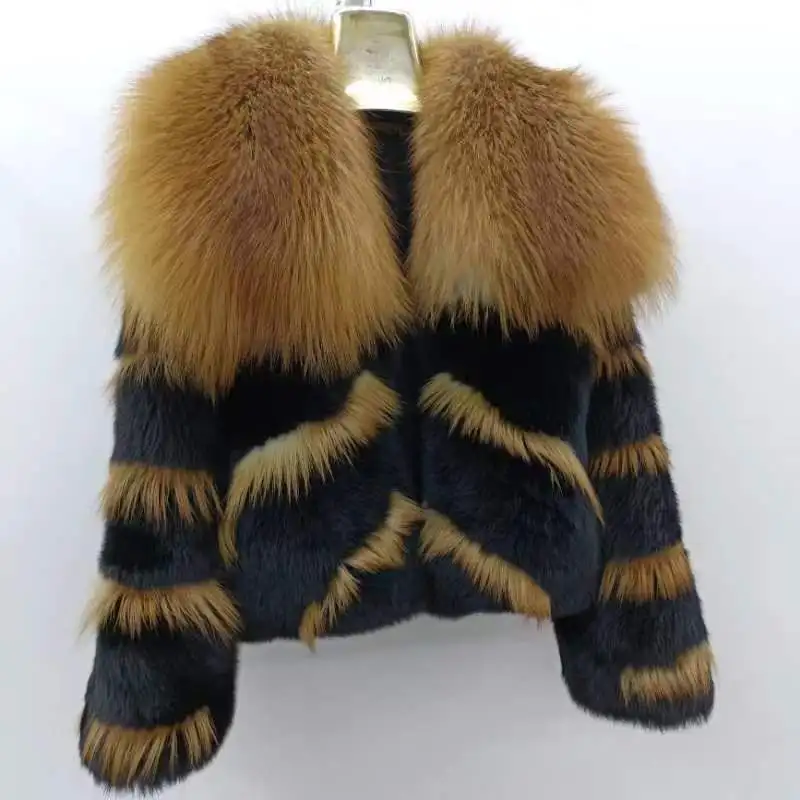 Imported whole Winter Red Fox Fur Short Coat Large Wool Collar Women Coat Natural Fashion Jacket Custom Made XXXXXL