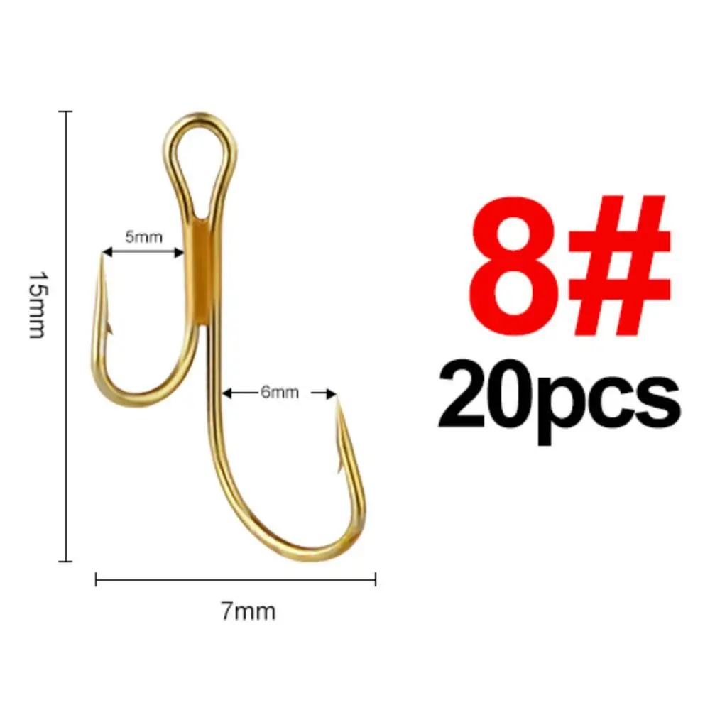 20 Stück Stacheldraht goldene Doppel Angelhaken Ryder Hecht toten Köder Raubtier Lachs Forelle Barsch Ring Zander Doppelhaken