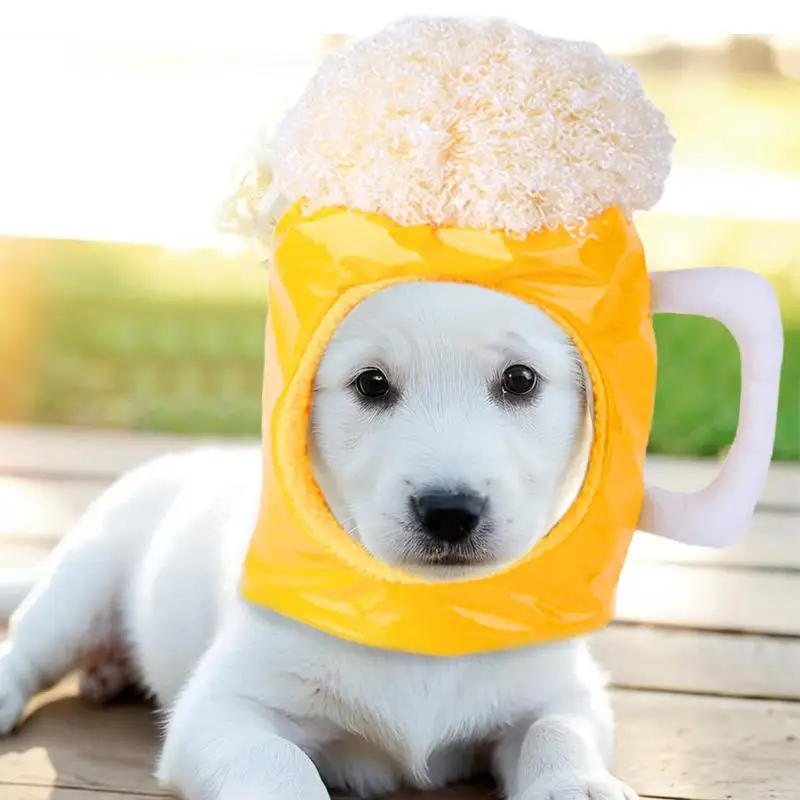 Pet Hood Dog Hat Cosplay Caps Clothes Headgear Costume Bonnet Beer Cup Funny Headwear For Halloween