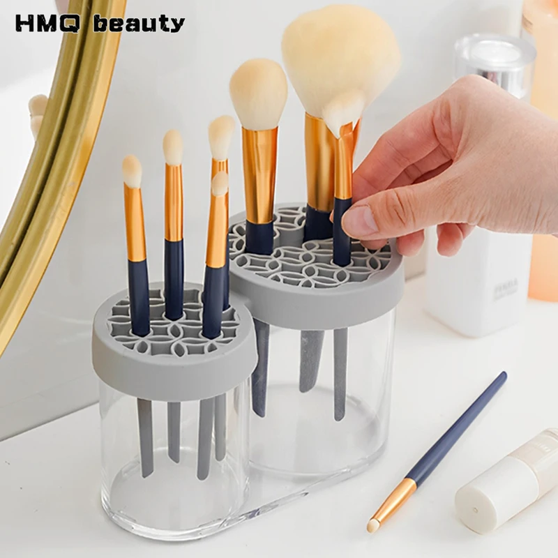 Cosmetic Brush Storage Box Makeup Brushes Container with Lid Dust-proof Eyebrow Pen Lipstick Holder Multi Hole Pen Insert Shelf