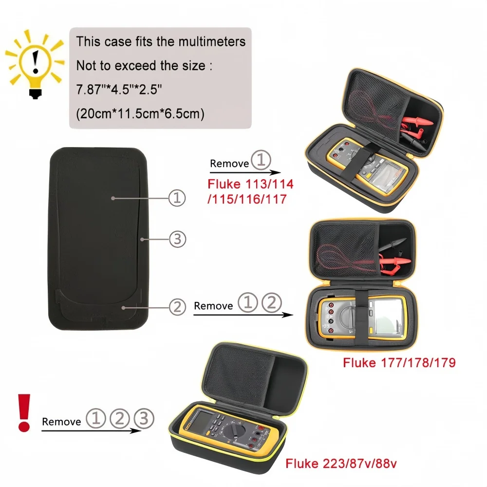 멀티미터 보관 케이스 멀티미터용 휴대용 도구 보관 가방, Fluke F117C/F115C/F116C/F175C용 하드 케이스 교체품