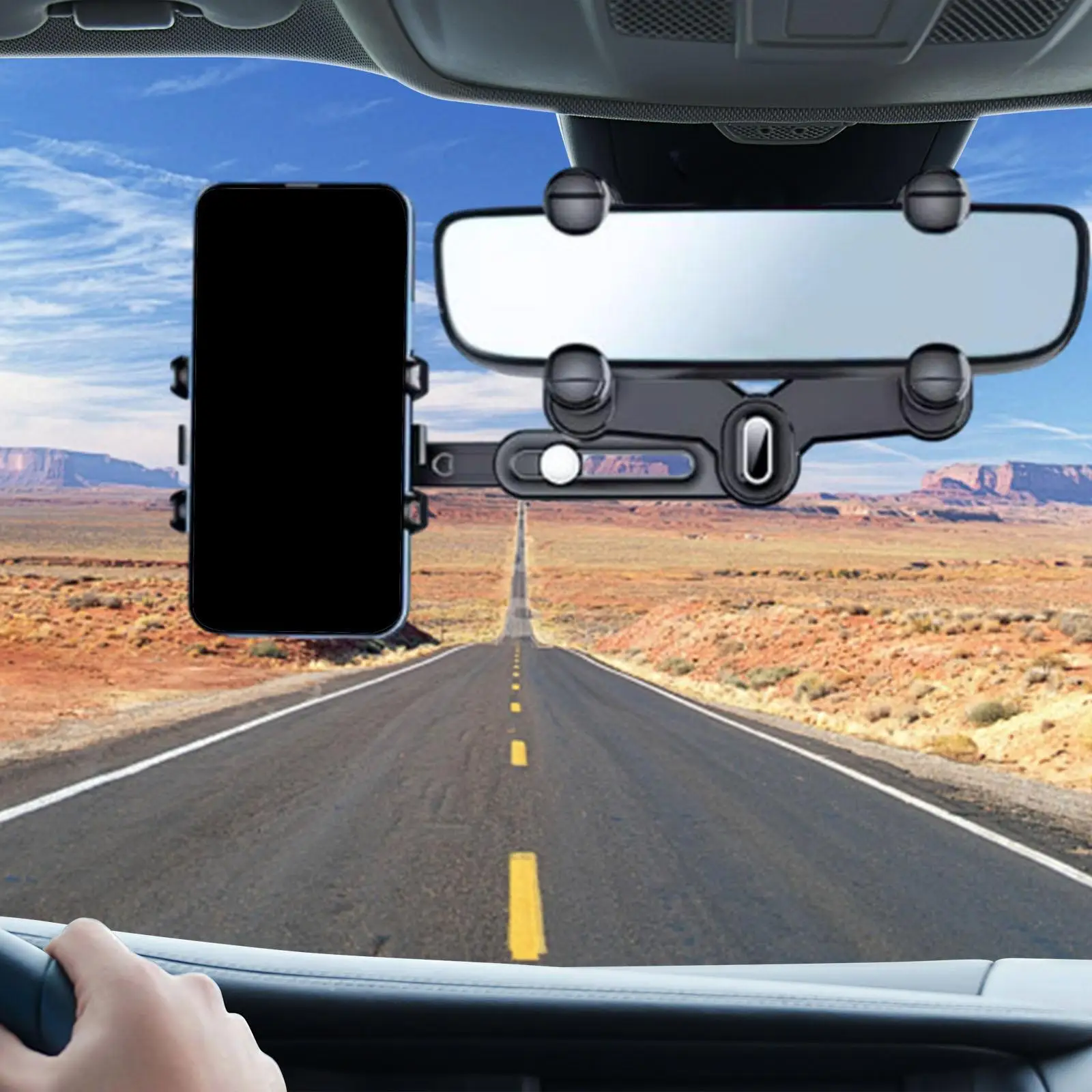 

Retractable Car Rearview Mirror Phone Bracket Adjustable Clip ABS Material for Interior Car Accessories