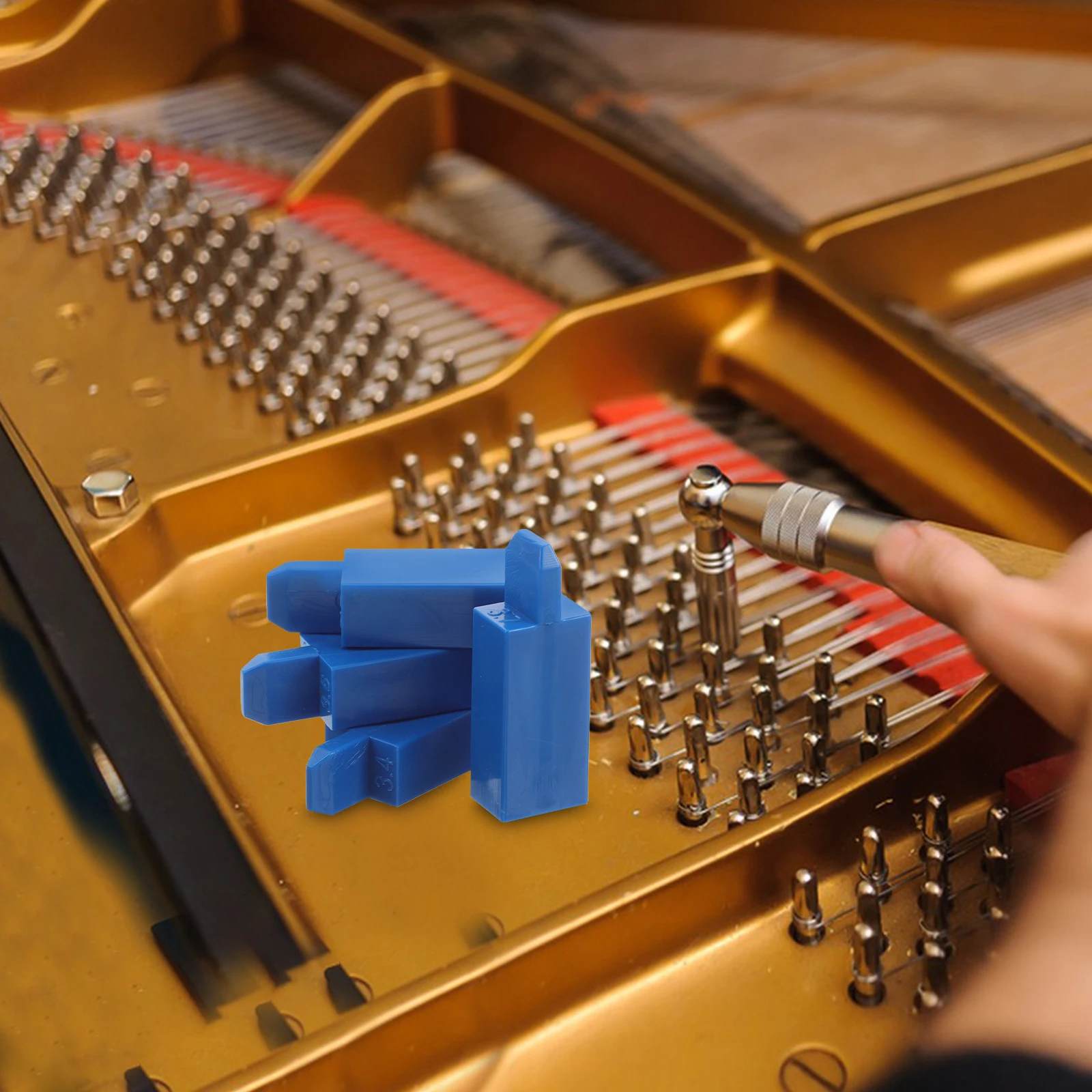 4 قطعة أداة ضبط البيانو 4 5 3 6 3 7 ثقب المقابس الأزرق ورأى المطاط سدادات أجزاء لوحة المفاتيح صيانة لتقوم بها بنفسك عدة البيانو الملحقات #3