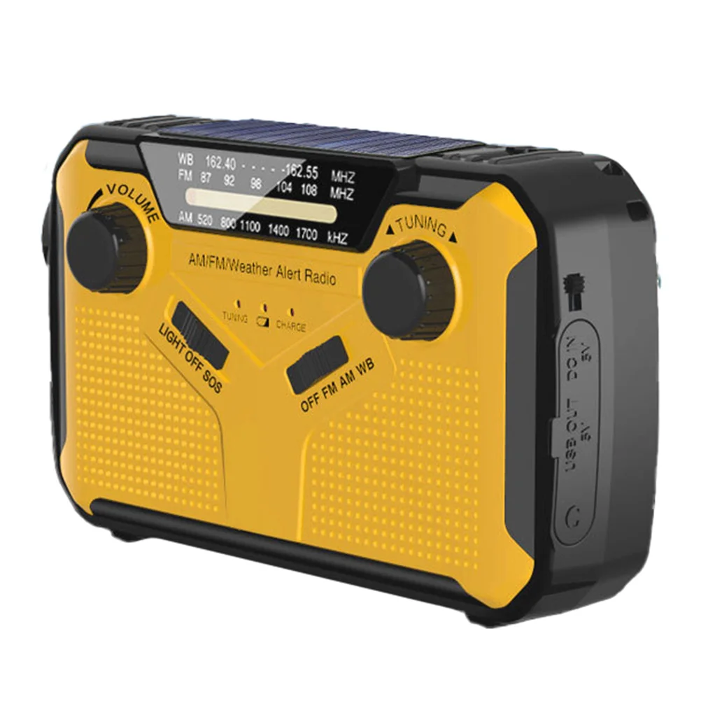 

1pc Solar Emergency Radio Hand Crank Charging Outdoor Portable Multifunctional Device For Camping Hiking Usb Power