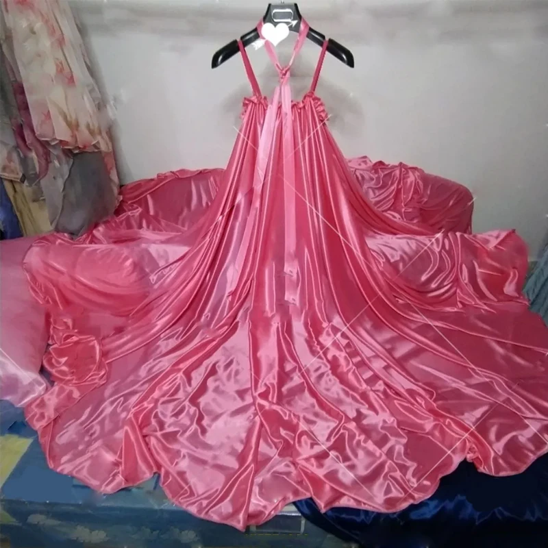 

7-цветное глянцевое сексуальное атласное шелковистое гладкое платье макси на подтяжках без рукавов свободное розовое длинное платье больших размеров для мужчин и женщин спальный халат