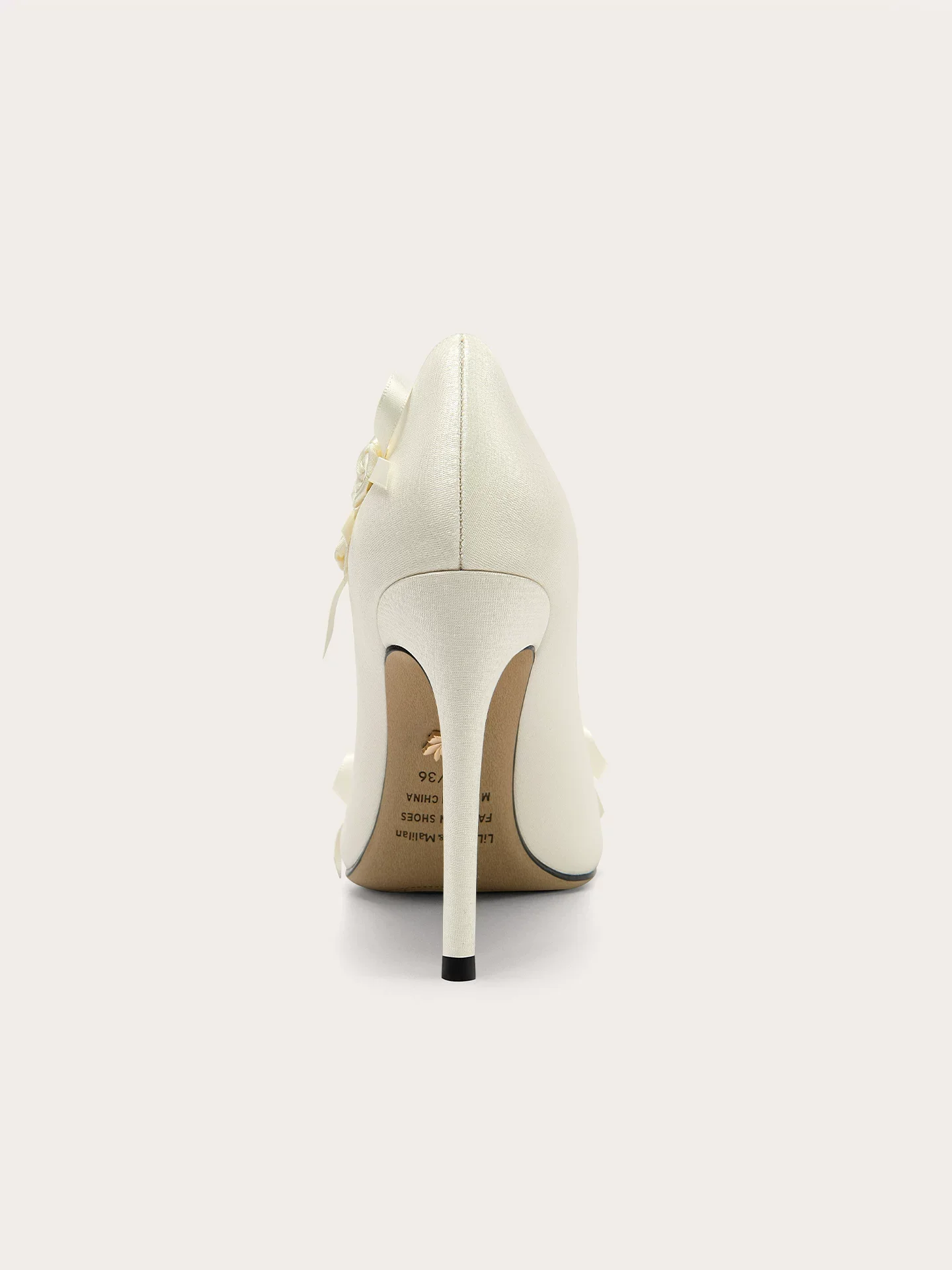 Spring new pointed shallow mouth silk ribbon flower wedding shoes banquet large size small size widened high heels women's shoes
