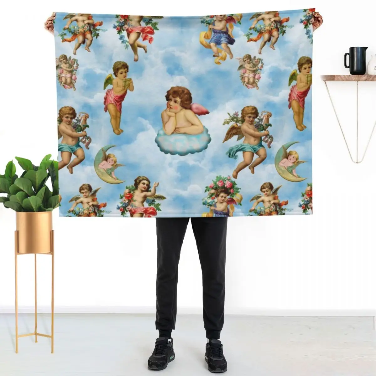 angel cherub clouds antique Throw Blanket Thermals For Travel Luxury Summer christmas gifts Soft Plaid Luxury Designer Blankets