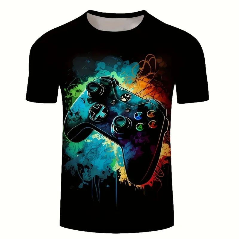 Plus size men's game handle graphic print T-shirt cool tees for summer