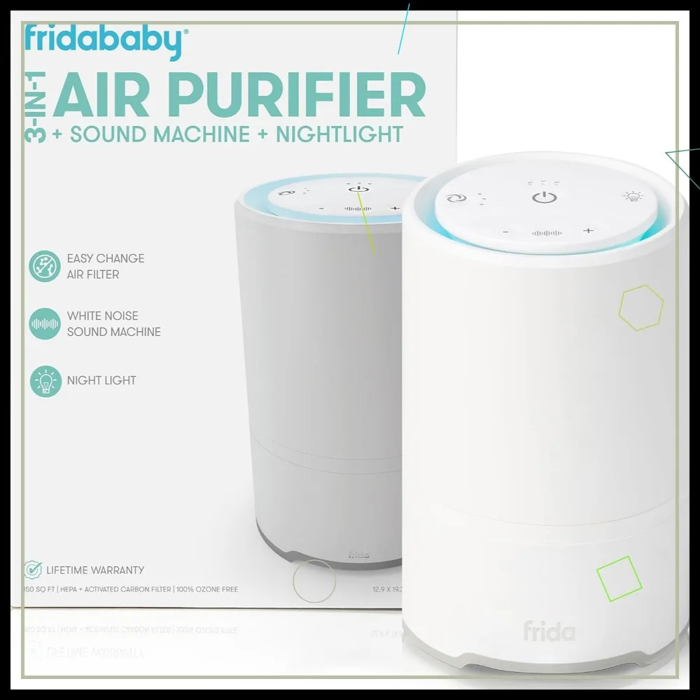 

3-in-1 Baby Air Purifier with HEPA Filter, Sound Machine for Sleep, Nightlight, Auto-Off Timer