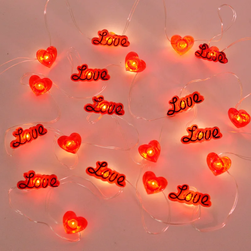 

2M 20LED Love LED Light String Red Heart Valentine's Day Lights Home Indoor Wedding Party Decorations Valentine's Day Gifts