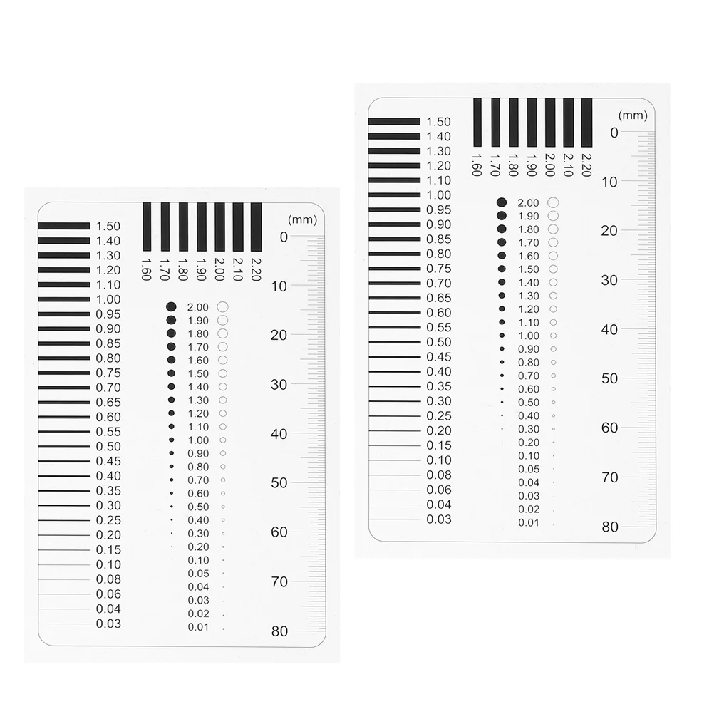 2pcs Precision Measurement Ruler Transparent Flaw Detection Tool Line Width Defects Gauge Scratch Measure Tool Crack Width Measu