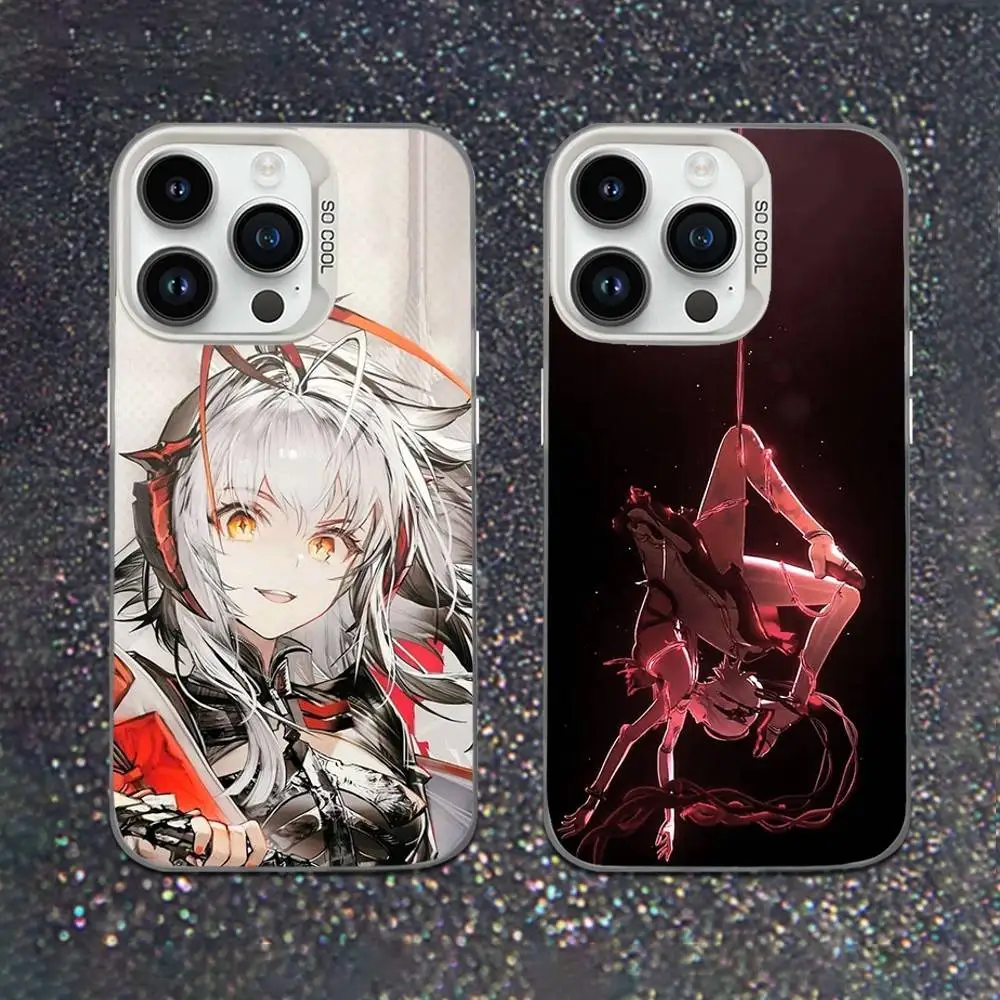 

Hot A-Arknights Game Phone Case For iPhone 16,15,14,13,12,11,Mini,Pro,SE,MAX White Matte Shockproof Cover