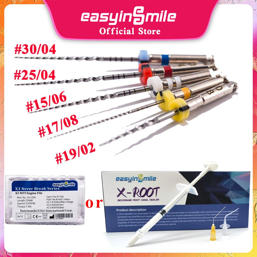 

Dental Endo Rotary Files X3 Taper NITI Engine Files Never Break Endodontica Root Canal Bioceramic Sealer Composite Filling