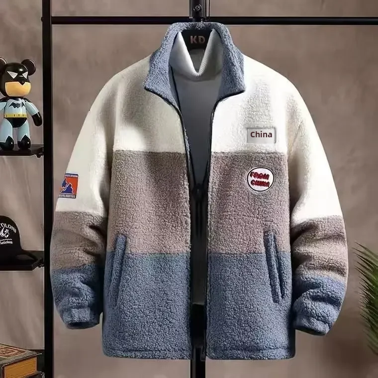 

Winter Men's Wool Top Jacket Korean Style Trendy Versatile Casual Loose Fit Fleece Lined Thickened Shake Fleece Jacket For Men