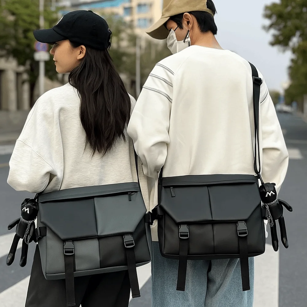 

Waterproof Crossbody Shoulder Bag Nylon Casual Style Large Capacity Bag Multi-pocket Unisex College Backpack Cycling Use