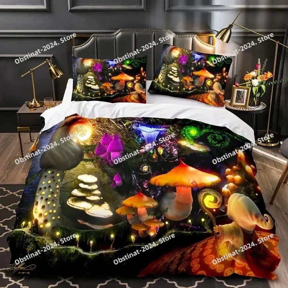 

Mushroom Fairy Forest Magic Lilliputian Fungus Plant Bedding Set Boys Girls Twin Queen Size Duvet Cover Pillowcase Bed Boy Adult
