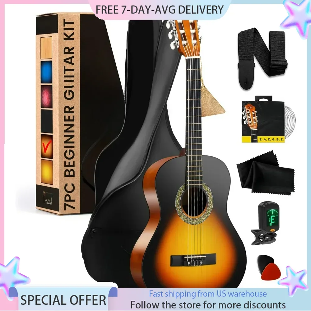 Beginner Acoustic Guitar, Birthday Children for Guests, Children's Day Gift, Full Size All Wood Instrument for Beginners Guitar